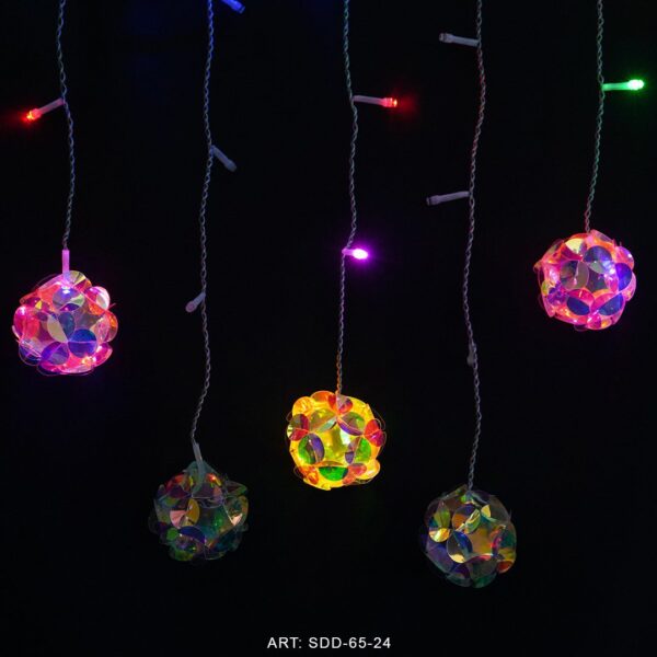 CORTINA DE LUZ LED MULTICOLOR CON BOLAS TORNASOLADAS SDD-65-24-60