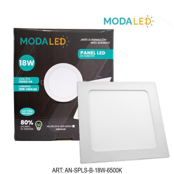 PANEL LED 18W CUADRADO FRIO 22CM AN-SPLS-B-18W-6500k