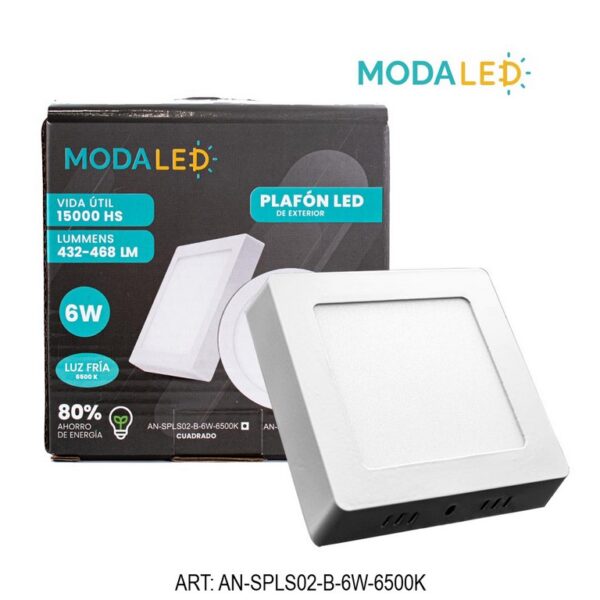 PLAFON LED 6W CUADRADO FRIO 10,8CM AN-SPLS02-B-6W-6500k